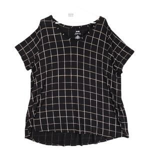 Evri Modern Tee Women's Plus Size 2X Black Grid Stretch Oversize Rayon Shirt Top